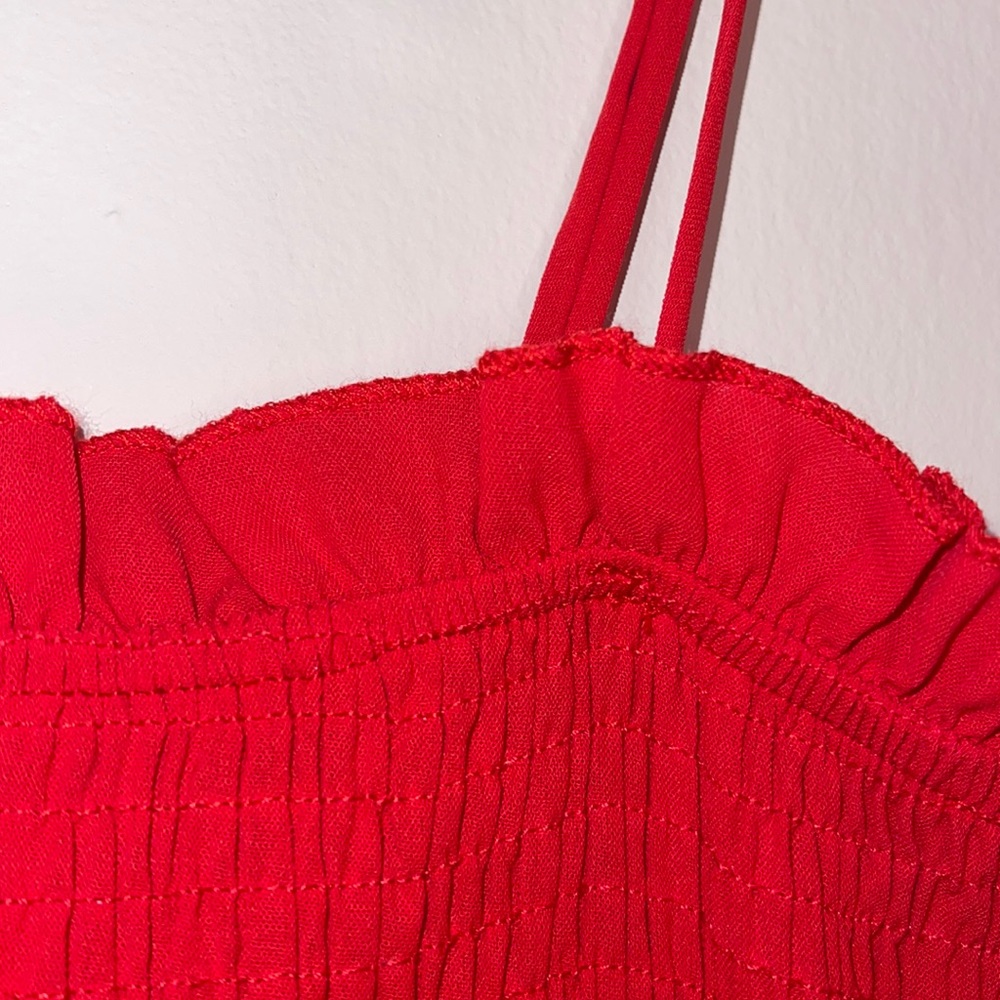 Red Scrunchie Ruffle Mini Dress - Picture 3 of 6